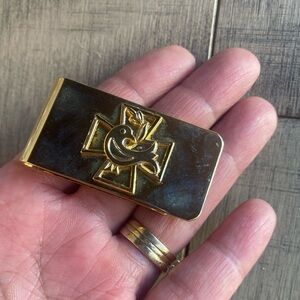 Money Clip Religious Cross Dove Brass Gold Plated Artesian Made Great  Gift